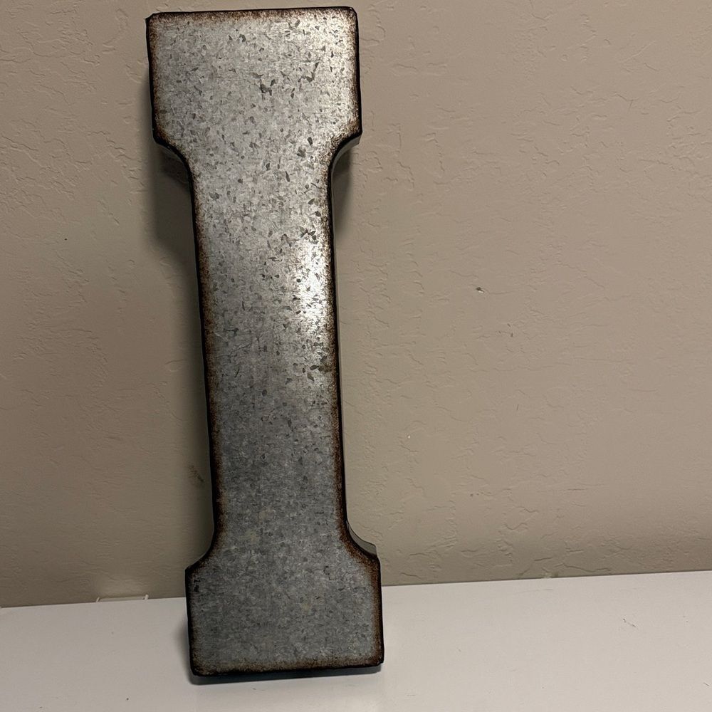 Galvanized Metal Letter I Wall Decor - Industrial Silver